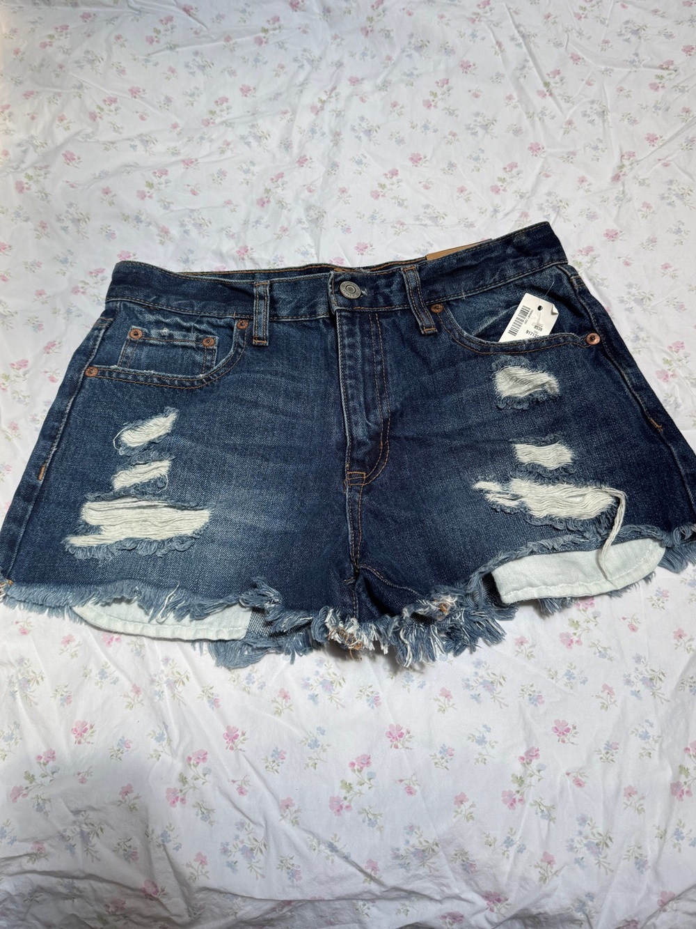 NWT Aeropostale Dark Blue Distressed Cheeky Denim Shorts Size 4
